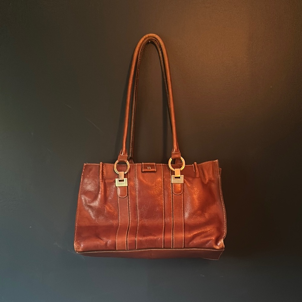 Etienne Aigner Rich Brown Leather Shoulder Bag